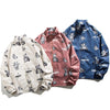 Track Jacket Men Bear Letter Print Zipper Windbreaker Coat Autumn Casual Baggy Fashion Hip Hop Jacket Couple Streetwear