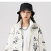 Track Jacket Men Bear Letter Print Zipper Windbreaker Coat Autumn Casual Baggy Fashion Hip Hop Jacket Couple Streetwear