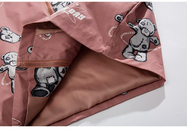 Track Jacket Men Bear Letter Print Zipper Windbreaker Coat Autumn Casual Baggy Fashion Hip Hop Jacket Couple Streetwear