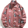 Track Jacket Men Bear Letter Print Zipper Windbreaker Coat Autumn Casual Baggy Fashion Hip Hop Jacket Couple Streetwear
