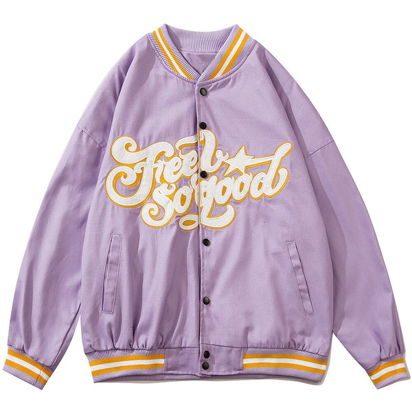 Letter Embroidery Stripe Patchwork Baseball Jacket Men Baggy Retro All-match High Street Bomber Coats Couple Streetwear