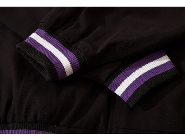 Letter Embroidery Stripe Patchwork Baseball Jacket Men Baggy Retro All-match High Street Bomber Coats Couple Streetwear