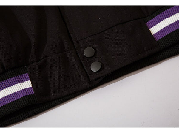 Letter Embroidery Stripe Patchwork Baseball Jacket Men Baggy Retro All-match High Street Bomber Coats Couple Streetwear