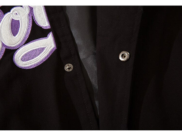 Letter Embroidery Stripe Patchwork Baseball Jacket Men Baggy Retro All-match High Street Bomber Coats Couple Streetwear