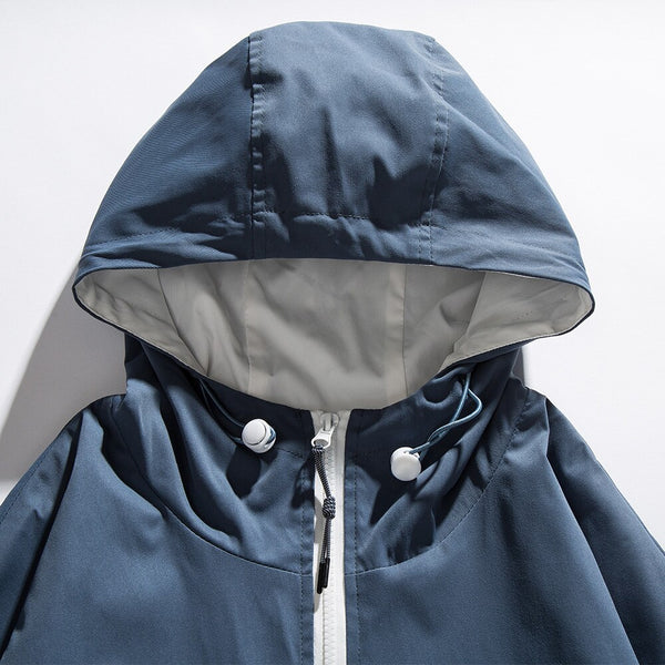 Jacket Men Letter Patch Color Block Zipper Hooded Windbreaker Men Casual Loose Harajuku High Street Outwear Coat Autumn