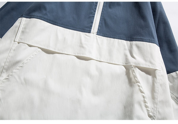 Jacket Men Letter Patch Color Block Zipper Hooded Windbreaker Men Casual Loose Harajuku High Street Outwear Coat Autumn