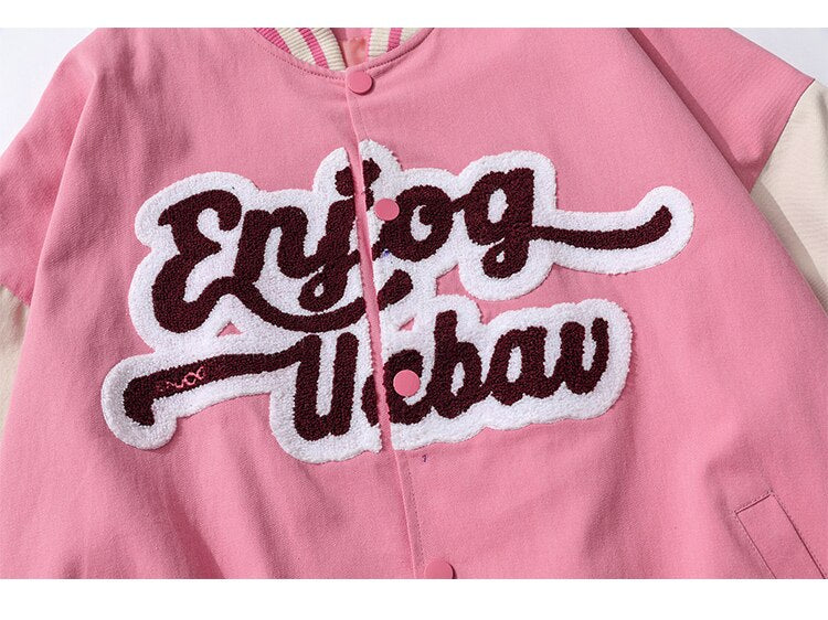 Jacket Men Color Block Patchwork Furry Patches College Style Baseball Coats Oversized Harajuku Fashion Youth Streetwear