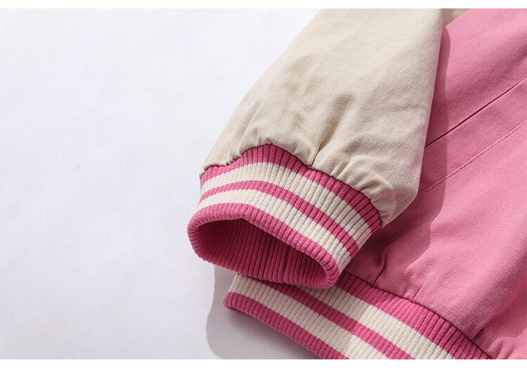 Jacket Men Color Block Patchwork Furry Patches College Style Baseball Coats Oversized Harajuku Fashion Youth Streetwear