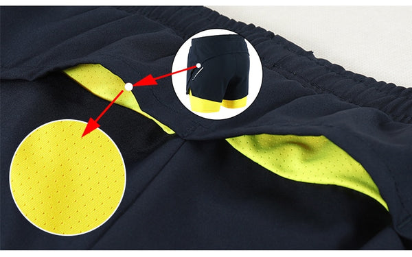 Men Running Shorts 2 in 1 Sports Shorts Quick Dry Active Training Exercise Jogging Gym Shorts With Zipper Pockets