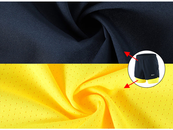 Men Running Shorts 2 in 1 Sports Shorts Quick Dry Active Training Exercise Jogging Gym Shorts With Zipper Pockets