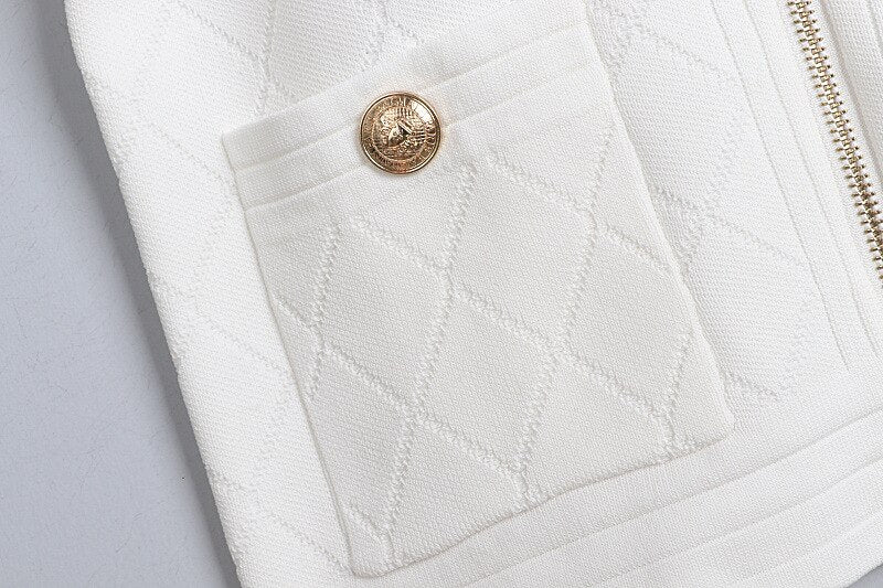 Spring Fall Zipper Knit Cardigan All-Match Black&White Long Sleeve Temperament Women Slim Sweater Outwear Harajuku