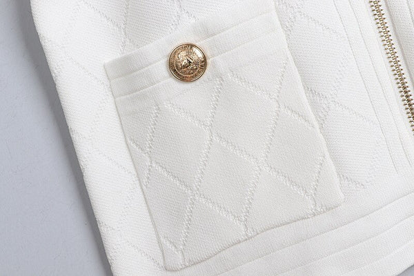 Spring Fall Zipper Knit Cardigan All-Match Black&White Long Sleeve Temperament Women Slim Sweater Outwear Harajuku