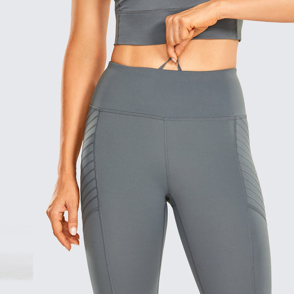 Women's Naked Feeling Workout Leggings 25 Inches - High Waisted Moto Leggings Mesh Yoga Pant