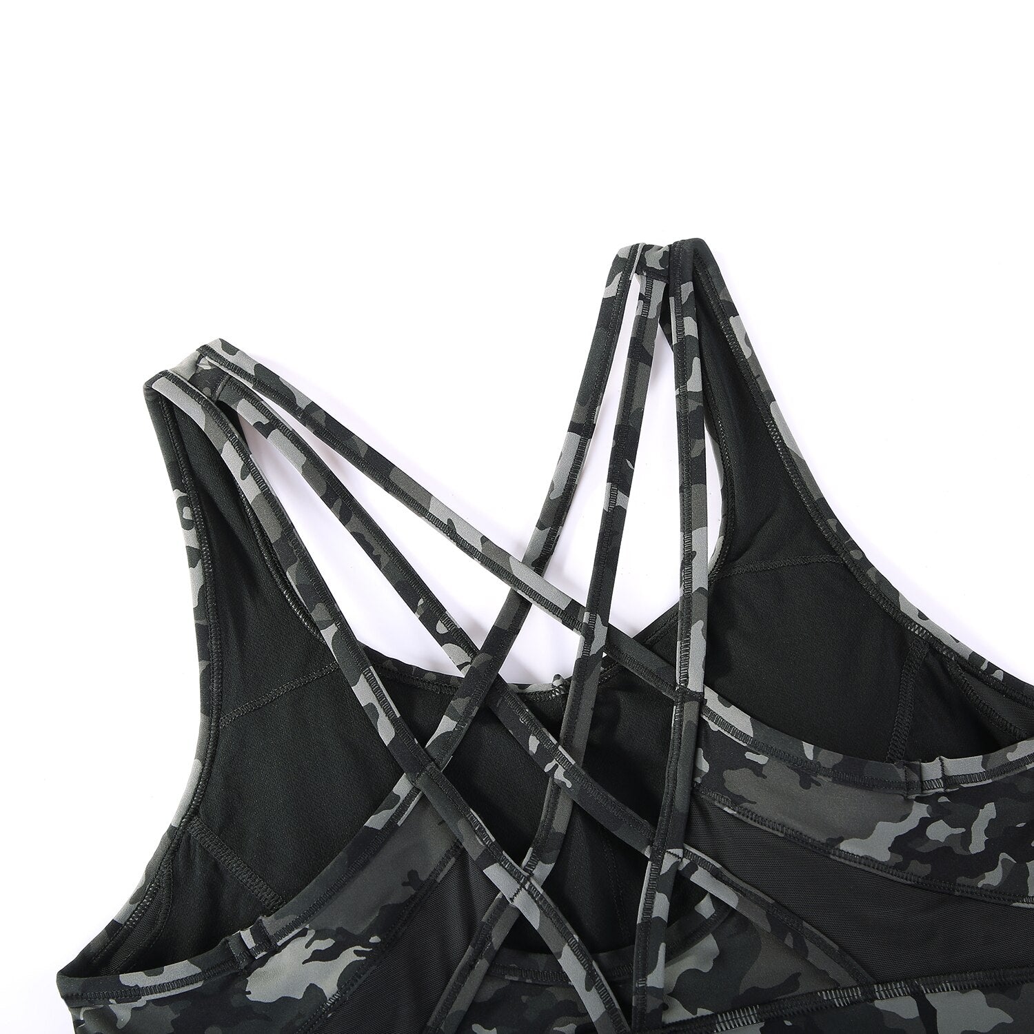 Women's Strappy Sports Bras V Neck Medium Impact Wirefree Padded Yoga Bras with Built in Bra