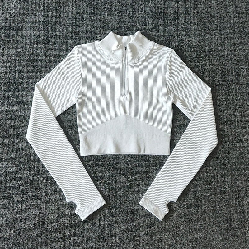 Women Long Sleeve Sports Shirt Jacket Zip Fitness Shirt Yoga Gym Top Activewear Running Workout Clothes Sports Wear