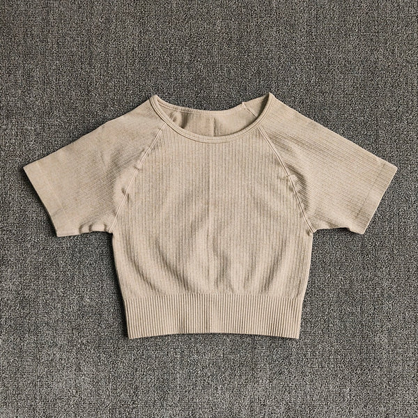 Women Yoga Shirts Short Sleeve Crop Top Gym Tops Fitness Running Workout Sport T-Shirts Sports Wear