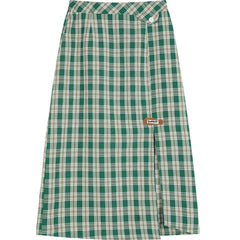 Plaid British High Waist Casual Women Midi Skirts,Autumn Chic Split Hem Vintage,Korean Ladies Daily Preppy Bottom