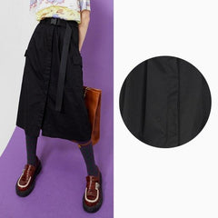 Solid Pure High Waist Casual Women Cotton Midi Skirt,Summer ELF Vintage,Korean Ladies Daily Bottom