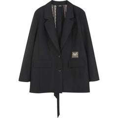 Solid Chic Single Breasted Korean Blazer Women Jacket,Autumn Vintage Butterfly Feminism Ladies Oversize Outwears