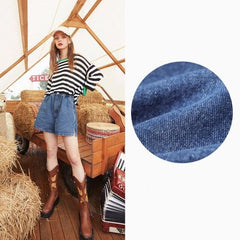 Solid Pure Split Hem Women Casual Denim Shorts,Summer ELF Minimalist High Waist,Korean Ladies Basic Daily Bottoms