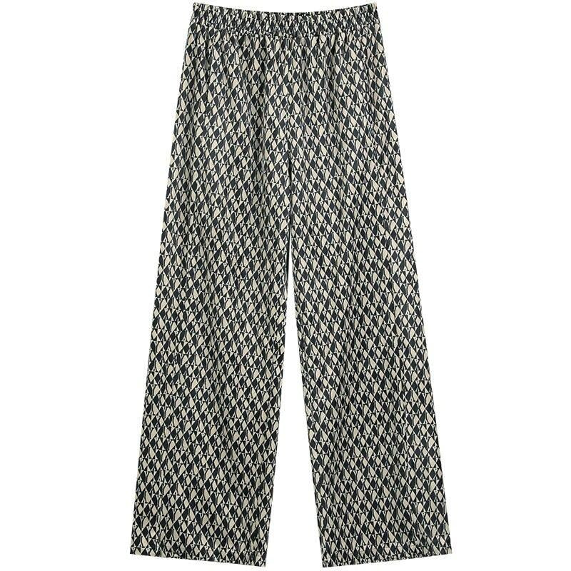 Graphic Print High Waist Casual Wide Leg Pants Autumn Stylish Vintage Straight Fashion Pants | Vimost Shop.