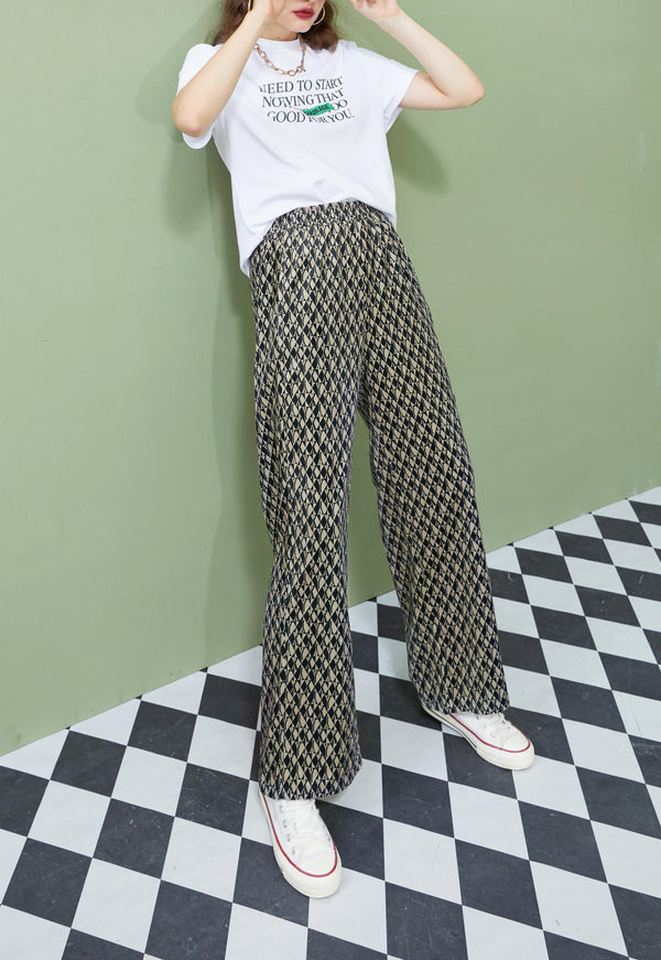 Graphic Print High Waist Casual Wide Leg Pants Autumn Stylish Vintage Straight Fashion Pants | Vimost Shop.