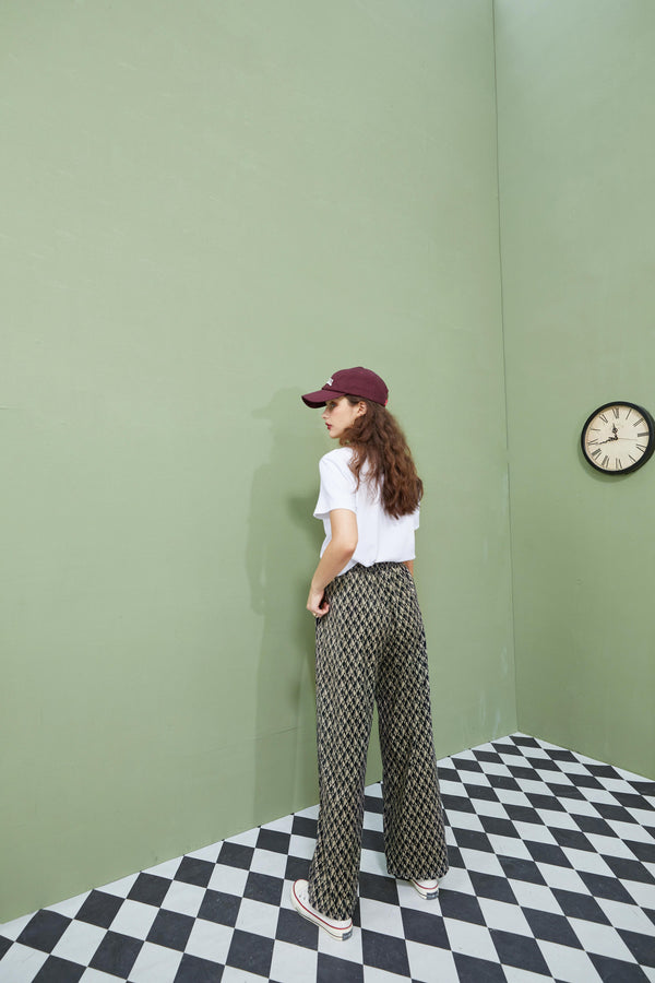 Graphic Print High Waist Casual Wide Leg Pants Autumn Stylish Vintage Straight Fashion Pants | Vimost Shop.