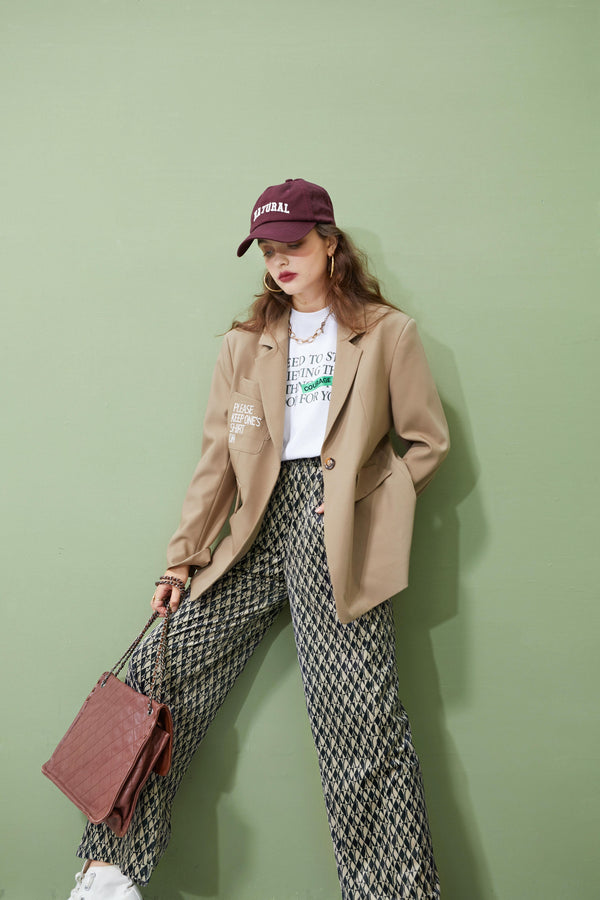 Graphic Print High Waist Casual Wide Leg Pants Autumn Stylish Vintage Straight Fashion Pants | Vimost Shop.