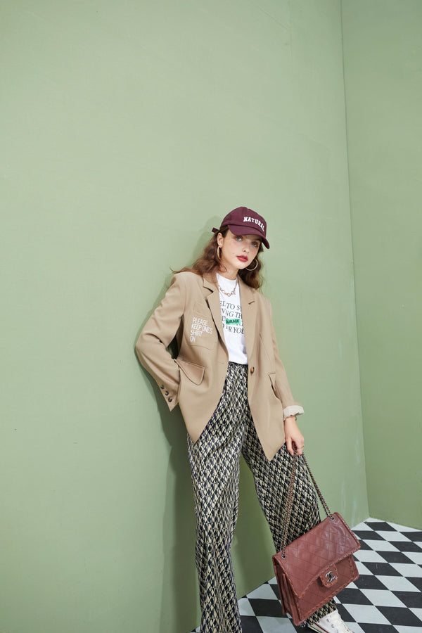 Graphic Print High Waist Casual Wide Leg Pants Autumn Stylish Vintage Straight Fashion Pants | Vimost Shop.