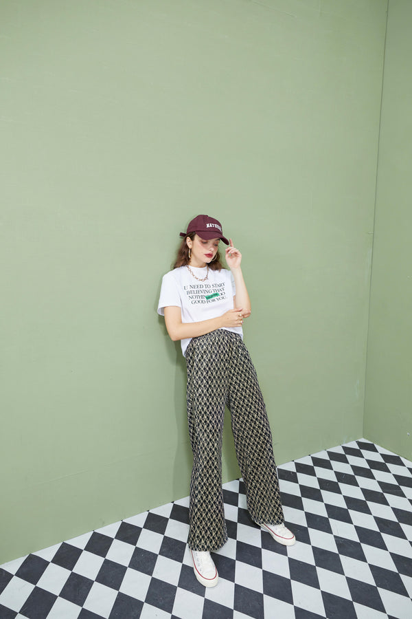 Graphic Print High Waist Casual Wide Leg Pants Autumn Stylish Vintage Straight Fashion Pants | Vimost Shop.