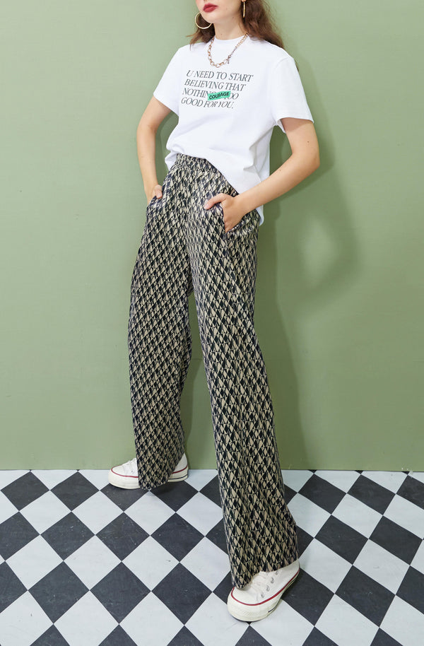 Graphic Print High Waist Casual Wide Leg Pants Autumn Stylish Vintage Straight Fashion Pants | Vimost Shop.