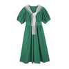Solid Pure Casual Chic Vintage Dresses Women,Summer ELF Puff Sleeve High Waist Ladies Daily Party Dress | Vimost Shop.