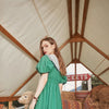 Solid Pure Casual Chic Vintage Dresses Women,Summer ELF Puff Sleeve High Waist Ladies Daily Party Dress | Vimost Shop.