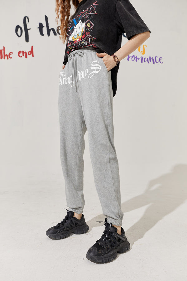 Solid Letter High Waist Straight Casual Women Harem Trouser,Autumn Chic Pure Korean Ladies Basic Daily Bottom | Vimost Shop.