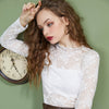 Solid Pure Contrast Lace Casual Chiffon Blouse Women,Autumn Full Sleeve Female,Basic Daily Vintage Top | Vimost Shop.