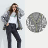 Graphic Jacquard Chic Single Breasted Knit Casual Women Cardigan Autumn Vintage Full Sleeve Daily Top | Vimost Shop.