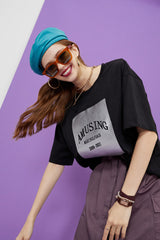 Harajuku Letter Painted Casual Oversiezed T-Shirts Women,Summer Stylish Short Sleeve Female Basic Daily Tops