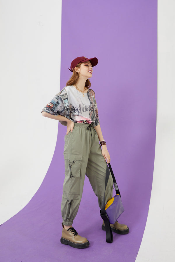 Solid High Waist Straight Casual Women Safari Pants Summer ELF Minimalist Pure Korean Ladies Basic Daily Trouser | Vimost Shop.
