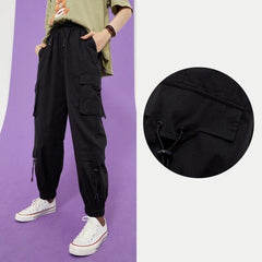 Solid High Waist Straight Casual Women Safari Pants Summer ELF Minimalist Pure Korean Ladies Basic Daily Trouser