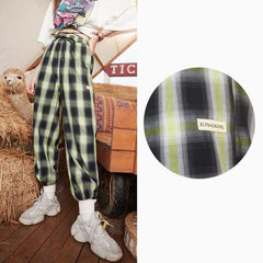Plaid British High Waist Straight Casual Women Pants Summer Minimalist Korean Ladies Daily Basic Wide Leg Trouser