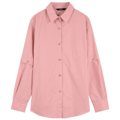 Solid Pure Chic Casual Minimalist Cotton Shirt Women,Autumn Vintage Full Sleeve,Korean Ladies Basic Daily Top