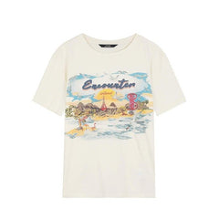 Harajuku Graphic Print Casual T-Shirts Women Top Autumn Short Sleeve Korean Ladies Basic Daily Tee