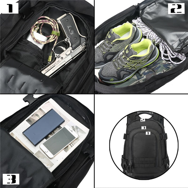 50L Large Capacity Men Army Military Tactical Backpack 3P Softback Outdoor Hiking Camping Rucksack Hunting Camping Travel Bag