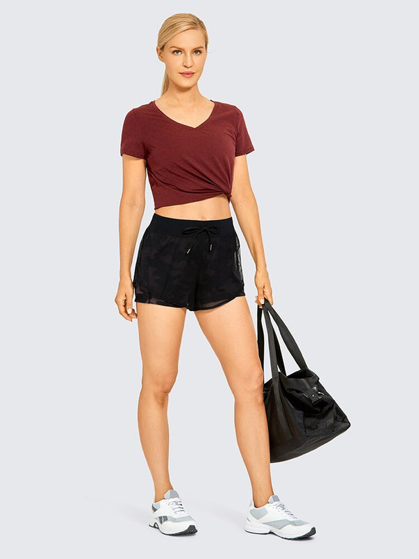 Women's Workout Running Shorts with Liner 2 in 1 Athletic Quick-dry Sports Shorts with Pocket- 3 Inches