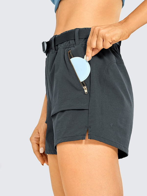 Women's Water Resistant Stretch Hiking Shorts with Pockets Breathable Quick Dry Shorts with Belt - 6 Inches
