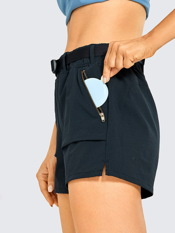 Women's Water Resistant Stretch Hiking Shorts with Pockets Breathable Quick Dry Shorts with Belt - 6 Inches