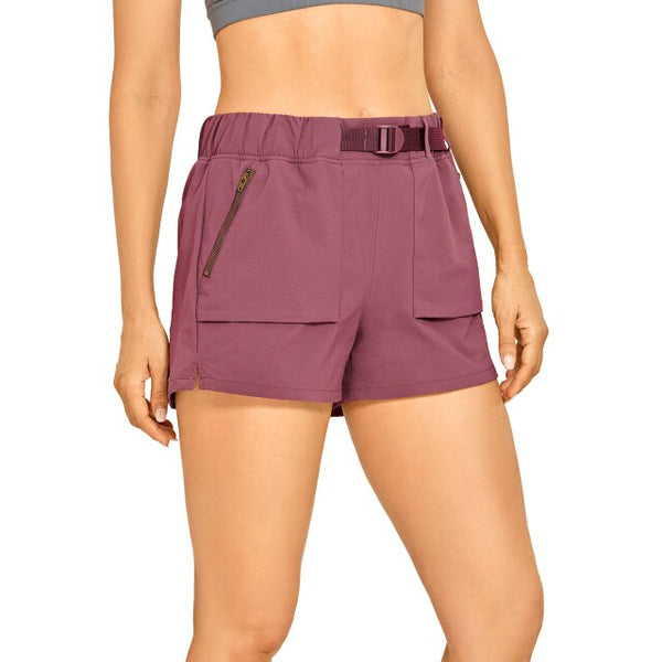 Women's Water Resistant Stretch Hiking Shorts with Pockets Breathable Quick Dry Shorts with Belt - 6 Inches