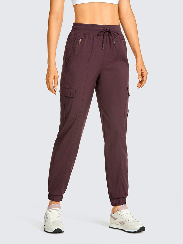 Lightweight Drawstring Athletic Cargo Pants Casual Travel Sweatpants with Zipper Pockets