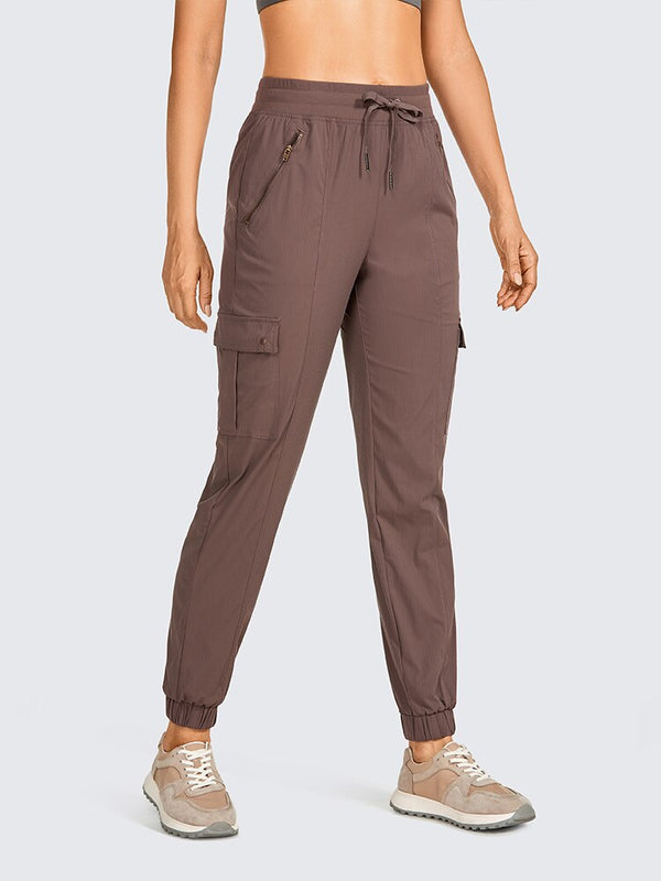 Lightweight Drawstring Athletic Cargo Pants Casual Travel Sweatpants with Zipper Pockets