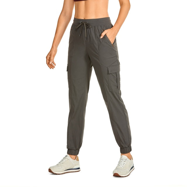 Lightweight Drawstring Athletic Cargo Pants Casual Travel Sweatpants with Zipper Pockets